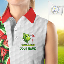 Load image into Gallery viewer, Custom Watermelon Golfer Funny Golf Team Outfits Watermelon Slices Golf Polo Sleeveless Shirts For Women NYN3319