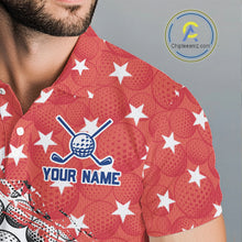 Load image into Gallery viewer, Red And Blue Grunge Golf Apparel Patriotic Mens Golf Polo Shirts, Golf Team Outfits NYN3321