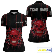 Load image into Gallery viewer, Custom Red Dripping Horror Skull Dartboard Dart Women Quarter-Zip Jerseys Dart Team Shirts NYN1756
