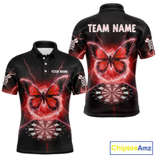 Load image into Gallery viewer, Lightning Butterfly Dartboard Custom Red Mens Polo Dart Shirt Funny Dart Jerseys NYN1762