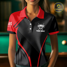 Load image into Gallery viewer, Black And Red Human Play Pool 8 Ball Women's Billiard Shirt Custom Billiard Team League Attire NYN2556