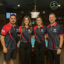 Load image into Gallery viewer, Black And Red Human Play Pool 8 Ball Women's Billiard Shirt Custom Billiard Team League Attire NYN2556