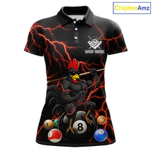 Load image into Gallery viewer, Funny Rooster 8 Ball Billiard Shirt For Women Custom Thunder Red Billiard Pool Shirt, Billiard Attire NYN3145
