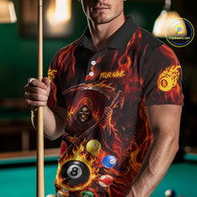 Load image into Gallery viewer, Grim Reaper 8 Ball Billiard Shirt For Men Custom Red Flames 8 Ball Pool Billiard Team Attire NYN3146
