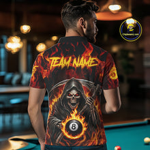 Load image into Gallery viewer, Grim Reaper 8 Ball Billiard Shirt For Men Custom Red Flames 8 Ball Pool Billiard Team Attire NYN3146