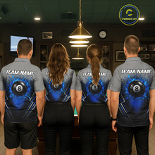 Load image into Gallery viewer, Personalized Grey And Blue Splatter 8 Ball Pool Billiard Shirt For Women Custom Billiard Team Jersey NYN3147
