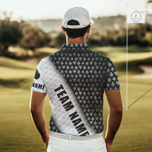 Load image into Gallery viewer, Mens Grey Poker Golf Shirt Custom Poker White Golf Ball Polo, Golf Team Outfits For Golfers NYN3332