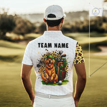 Load image into Gallery viewer, Golden Retriever Golf Shirt Custom Yellow Leopard Pattern Funny Splatter Golf Polos For Men NYN3334