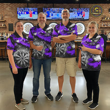 Load image into Gallery viewer, Purple &amp; Grey Smokes Dartboard Custom Women Darts Quarter-Zip Shirts Grunge Dart League Jerseys NYN2278