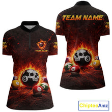 Load image into Gallery viewer, Fire Flame Grunge Pool Ball 3D Billiard Shirt For Women Personalized Skull 8 Ball Billiard Gifts NYN2568