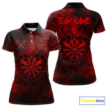 Load image into Gallery viewer, Red Grunge Roses Heart Dartboard Women Darts Valentine Shirt Custom Dart Polo Couple Gifts NYN2573