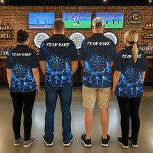 Load image into Gallery viewer, Custom Thunder Lightning Dartboard Women Dart Polo &amp; 1/4-Zip Shirt, Gifts For Dart Players | Blue NYN3337