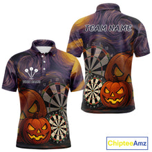 Load image into Gallery viewer, Pumpkin Dartboard 3D Custom Halloween Funny Darts Polo Jerseys For Men, Darts Shirt NYN0831
