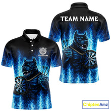 Load image into Gallery viewer, Personalized Blue Flames Bulldog Dartboard Men Darts Polo Shirt Custom Funny Darts Jerseys NYN2581