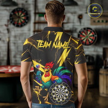 Load image into Gallery viewer, Funny Colorful Rooster Plays Darts Polo &amp; Quarter Zip Shirt Custom Thunder Yellow Men Darts Jersey NYN2949