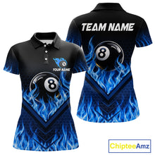 Load image into Gallery viewer, Blue Flaming Hexagon 8 Ball Billiard Pool Shirt For Women Custom Billiard Polo &amp; 1/4 Zip Team Attire NYN3161