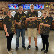 Load image into Gallery viewer, Custom Gold Tribal Pattern Dragon Darts Polo &amp; 1/4 Zip Shirt For Men Darts Team League Jersey NYN3355