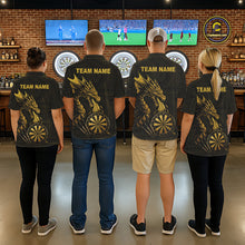 Load image into Gallery viewer, Custom Gold Tribal Pattern Dragon Darts Polo &amp; 1/4 Zip Shirt For Men Darts Team League Jersey NYN3355