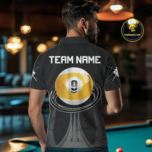 Load image into Gallery viewer, Male Pool Player Wearing Personalized 9 Ball Billiard Shirt, Custom Pool Team Uniform, Competitive Billiards Apparel