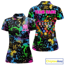 Load image into Gallery viewer, Funny 8 Ball Pool Colorful Paint Splash Custom Name Billiard Shirt For Women Billiard Team Jersey NYN2302