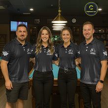 Load image into Gallery viewer, Black 8 Ball Pool Billiard Polo &amp; Quarter-Zip Shirt For Women Personalized Ball Billiard Team Attire NYN2746