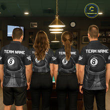 Load image into Gallery viewer, Black 8 Ball Pool Billiard Polo &amp; Quarter-Zip Shirt For Women Personalized Ball Billiard Team Attire NYN2746
