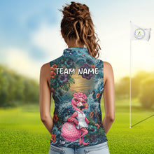 Load image into Gallery viewer, Womens Flamingo Golf Clothing Waving Tropical Golf Shirt Custom Floral Golf Sleeveless Polo, Golf Gifts NYN2959