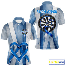Load image into Gallery viewer, White and blue grunge ribbon dartboard shirt for men prostate cancer jersey