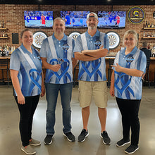 Load image into Gallery viewer, White &amp; Blue Grunge Ribbon Dartboard Dart Shirt For Women Custom Prostate Cancer Dart Team Jerseys NYN3352