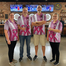 Load image into Gallery viewer, White &amp; Pink Grunge Ribbon Dartboard Dart Shirt For Men Custom Breast Cancer Dart Team Jerseys NYN3353