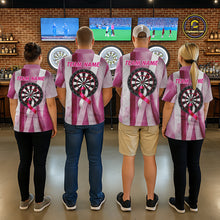 Load image into Gallery viewer, White &amp; Pink Grunge Ribbon Dartboard Dart Shirt For Men Custom Breast Cancer Dart Team Jerseys NYN3353