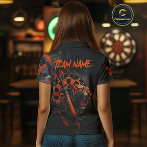 Custom Orange Grunge Tiger Dartboard Horror Dart Women Polo Shirt Outfits Dart Jerseys NYN1542