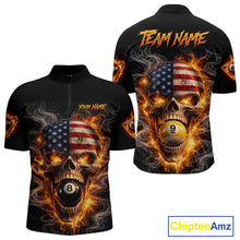 Load image into Gallery viewer, Skull Flaming Pool 8 Ball &amp; 9 Ball Billiard Shirt For Men Personalized 3D Ball Billiard Attire NYN2586