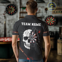 Load image into Gallery viewer, Custom Black And Red Dart Arrow Skull Dart Shirts For Men Outfits Dart Team Jerseys NYN0045