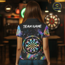 Load image into Gallery viewer, Holographic Splatter Dartboard Women Dart Shirt Custom Name Grunge Ribbon Dart Jersey For Darters NYN2967