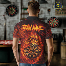 Load image into Gallery viewer, Lion Fire Flame Dartboard &amp; Arrow Men Darts Polo Shirt Personalized Red Grunge Darts Jerseys NYN2599