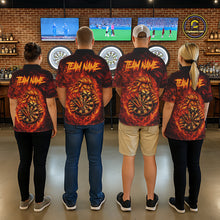 Load image into Gallery viewer, Lion Fire Flame Dartboard &amp; Arrow Men Darts Polo Shirt Personalized Red Grunge Darts Jerseys NYN2599