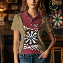 Load image into Gallery viewer, Custom Yellow&amp;Red Grunge Style Darts Board Dart Shirts For Women, Dart Team Jerseys NYN0058
