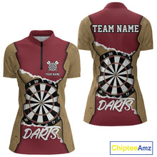 Load image into Gallery viewer, Custom Yellow&amp;Red Grunge Style Darts Board Dart Shirts For Women, Dart Team Jerseys NYN0058