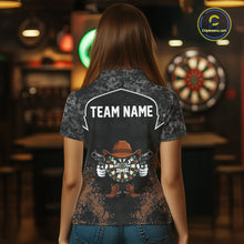Load image into Gallery viewer, Grunge Brown Funny Dartboard Cowboy Gun Darts Shirt For Women Custom Camouflage Dart Team Jerseys NYN3163
