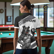 Load image into Gallery viewer, Grey And White Paint Funny Bulldog 8 Ball Billiard Pool Shirt For Women Custom Billiard Team Appeal NYN2765
