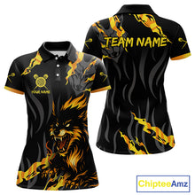 Load image into Gallery viewer, Orange Ferocious Wolf Dart Arrow Funny Darts Shirt For Women - Customizable Name NYN0406