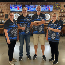 Load image into Gallery viewer, Blue Grunge Grey Smoke Tiger Dartboard Custom Dart Quarter-Zip Shirt Men Dart League Jerseys NYN2089