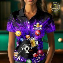 Load image into Gallery viewer, Purple Splatter Paint Pool 8 Ball Billiard Shirt For Women Custom Funny Beer 8 Ball Billiard Attire NYN2615