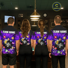 Load image into Gallery viewer, Purple Splatter Paint Pool 8 Ball Billiard Shirt For Men Custom Funny Beer 8 Ball Billiard Attire NYN2615
