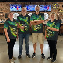 Load image into Gallery viewer, Green Splatter Paint Shark Dartboard &amp; Arrow Women Darts Polo Shirt Custom Darts Team Jersey NYN2616