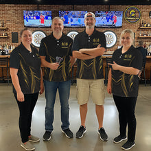 Load image into Gallery viewer, Personalized Black And Gold Wings Dart Arrow Men Darts Polo Shirt Custom Dart Team Jersey NYN2619