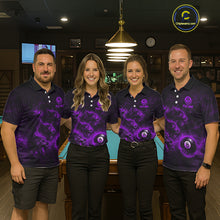 Load image into Gallery viewer, Horror Wolfs Purple Flames Smoke Pool 8 Ball Men Billiard Shirt Custom Ball Billiard Team Attire NYN2621