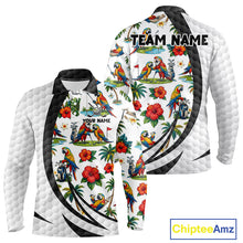 Load image into Gallery viewer, Tropical White And Black Golf Ball Polo Golf Shirts For Men Custom Parrot Golf Team Attire NYN3175