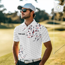 Load image into Gallery viewer, USA 250Th Anniversary Mens Golf Polo Shirt Custom White Golf Ball Pattern Patriotic Golf Tops NYN3392